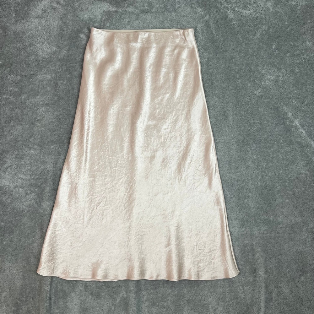 Babaton Blush Pink Satin Midi Skirt